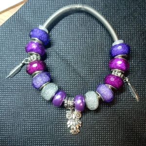 Purple owl charm bracelet